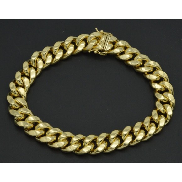Mens 11mm 10k Real Yellow Gold Miami Cuban Curb Chain Bracelet. 8.5" 25.4gr - Picture 1 of 7
